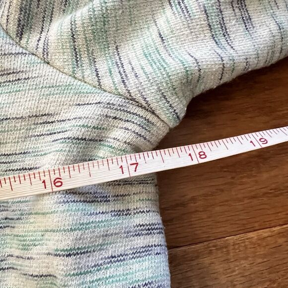 T by Talbots Sweatshirt Size MP Petite Space Dye Pullover Blue Green Metallic - Picture 5 of 7